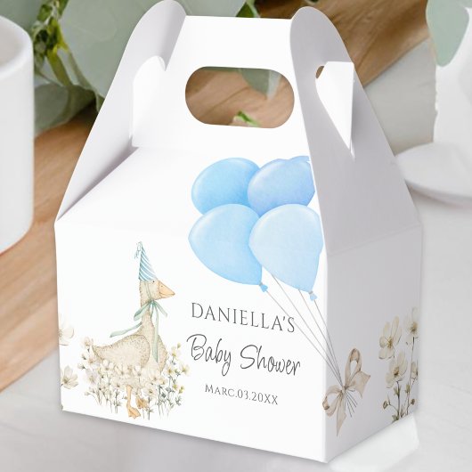 水の色の小さなガチョウ男の子の赤ちゃんシャワー フェイバーボックス