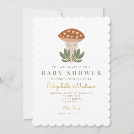 水の色の小さなキノコの赤ちゃんシャワー招待状 招待状 (正面)