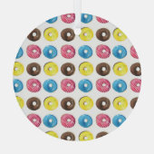 水の色の小さなドーナツ、シームレスなパターン。 ガラスオーナメント (裏面)