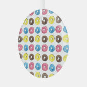 水の色の小さなドーナツ、シームレスなパターン。 ガラスオーナメント (正面左)