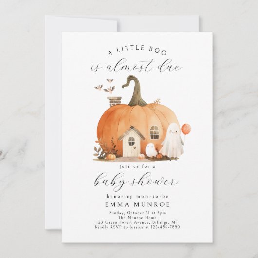 水の色の小さなブーはほとんど赤ちゃんシャワーが原因 招待状 (正面)