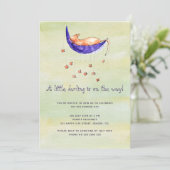 水の色の小さなベビーの途中で赤ちゃんシャワー 招待状 (スタンド正面)