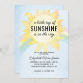 水の色の小さなレイのサンシャインスカイベビーシャワー 招待状 (正面/裏面)