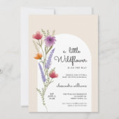 水の色の小さなワイルドフラワーベビーシャワー 招待状 (正面)