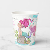 水の色の小さな人魚ツインズベビーシャワー 紙コップ (裏面)