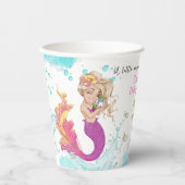 水の色の小さな人魚ツインズベビーシャワー 紙コップ (正面)