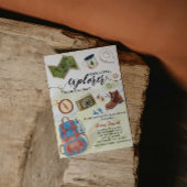 水の色の小さな探検家アドベンチャーベイビーシャワー 招待状