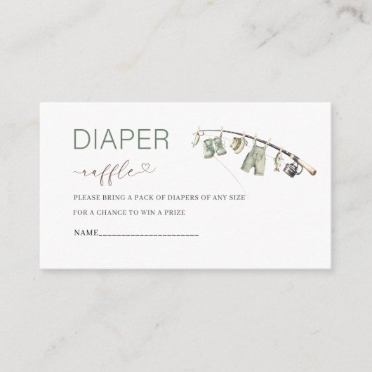 水の色の小さな漁師の赤ちゃんシャワーおむつラ エンクロージャーカード (正面)