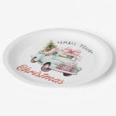 水の色の小さな町クリスマスサテン ペーパープレート (アングル)