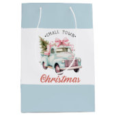 水の色の小さな町クリスマスサテン ミディアムペーパーバッグ (正面)