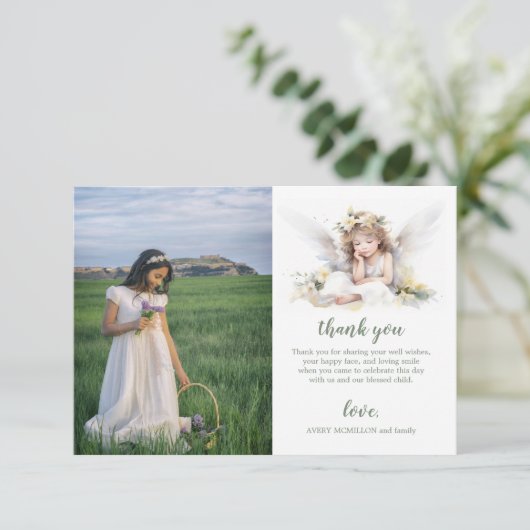 水の色の小さな角度の最初の聖餐式 サンキューカード (スタンド正面)