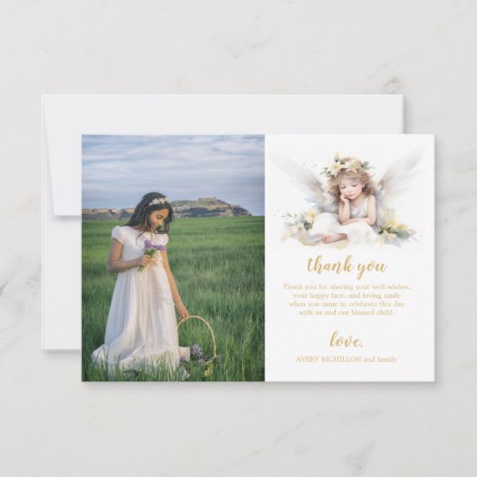 水の色の小さな角度の最初の聖餐式 サンキューカード (正面)