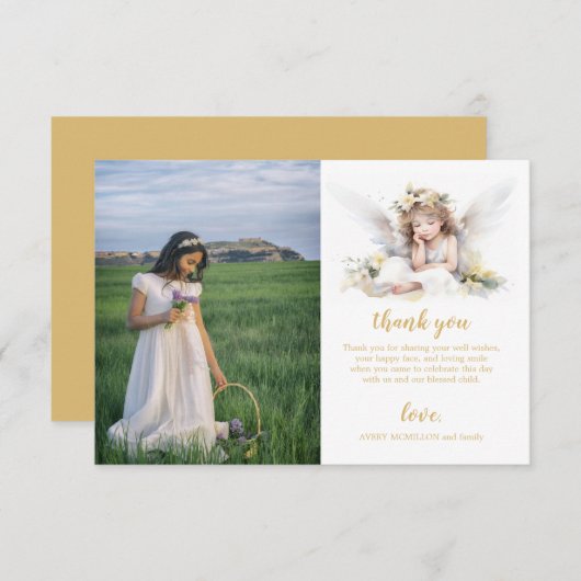 水の色の小さな角度の最初の聖餐式 サンキューカード (正面/裏面)