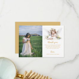 水の色の小さな角度の最初の聖餐式 サンキューカード