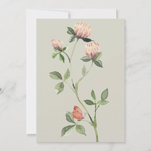 水の色の小さな野花ケシ赤ちゃんシャワー 招待状 (裏面)