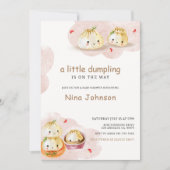 水の色の小さな餃子きのこの赤ちゃんシャワー 招待状 (正面)