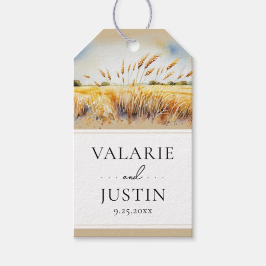 水の色の小麦フィールドウェスタン結婚ズのギフトラベル ギフトタグ (正面)