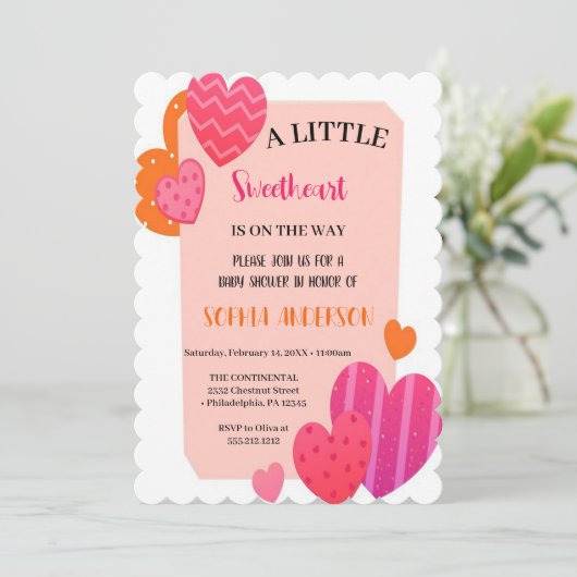 水の色の少し甘いハートバレンタイン 招待状 (スタンド正面)