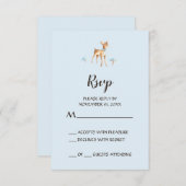 水の色の少年の鹿キノコRSVPカード付き 出欠カード (正面/裏面)