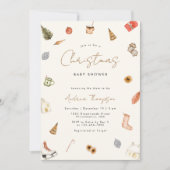 水の色の居心地の良いクリスマスベビーシャワー 招待状 (正面)