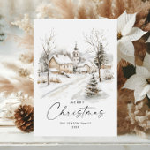 水の色の居心地の良い冬のカントリークリスマス シーズンカード