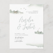 水の色の山々屋外の目的地の結婚式 インビテーションポストカード (正面)