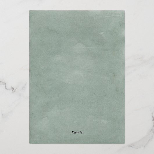 水の色の山々屋外の目的地の結婚式 箔招待状 (裏面)