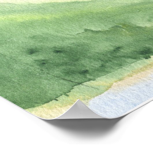 水の色の山々歓迎ベビーシャワー ポスター (角)