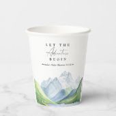 水の色の山々 – 冒険を始めよう 紙コップ (裏面)