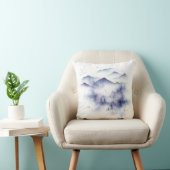 水の色の山々、冬の風景の図 クッション (椅子)