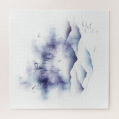 水の色の山々、冬の風景の図 ジグソーパズル (横)