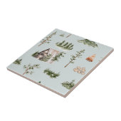 水の色の山のキャビン森林のシームレスなパターン タイル (側面)