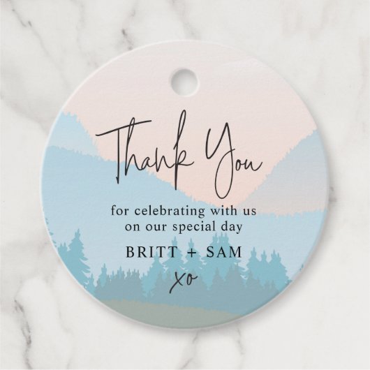 水の色の山のシーン結婚屋外 フェイバータグ (正面)