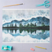 水の色の山のデコページティッシュペーパー 薄葉紙 (クラフト)