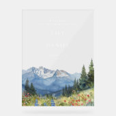 水の色の山のフローラ結婚の歓迎 アクリルサイン (正面)