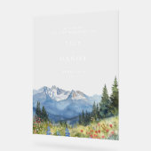 水の色の山のフローラ結婚の歓迎 アクリルサイン (傾斜)