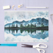 水の色の山の切り離し10x15 薄葉紙 (クラフト)