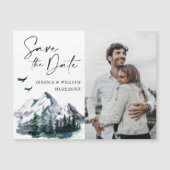 水の色の山の日付磁気カードを保存 (正面)