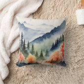 水の色の山の木々秋秋自然 クッション (ブランケット)