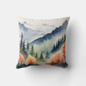 水の色の山の木々秋秋自然 クッション (裏面)