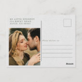 水の色の山の松の森の日付カードを保存 ポストカード (裏面)