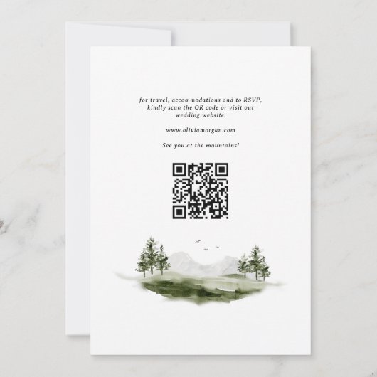 水の色の山の森すべて結婚の 招待状 (裏面)