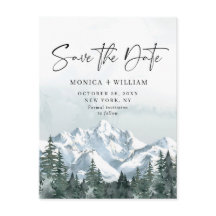 水の色の山の森の結婚式の日付を保存