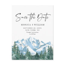 水の色の山の森の結婚式の日付を保存