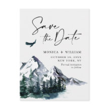 水の色の山の森の結婚式の日付を保存