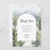 水の色の山の森アーチ赤ちゃんシャワー サンキューカード (正面)