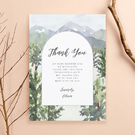 水の色の山の森アーチ赤ちゃんシャワー サンキューカード