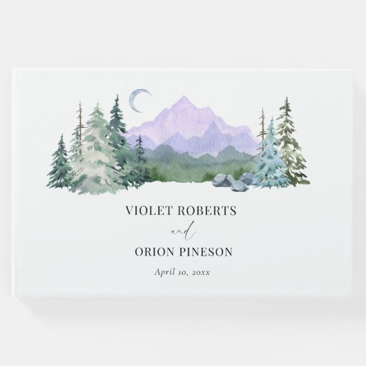 水の色の山の森エレガントな結婚式 ゲストブック (正面)