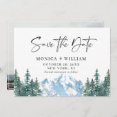 水の色の山の森結婚の写真 セーブザデート (正面/裏面)