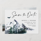 水の色の山の森結婚の写真 セーブザデート (正面/裏面)